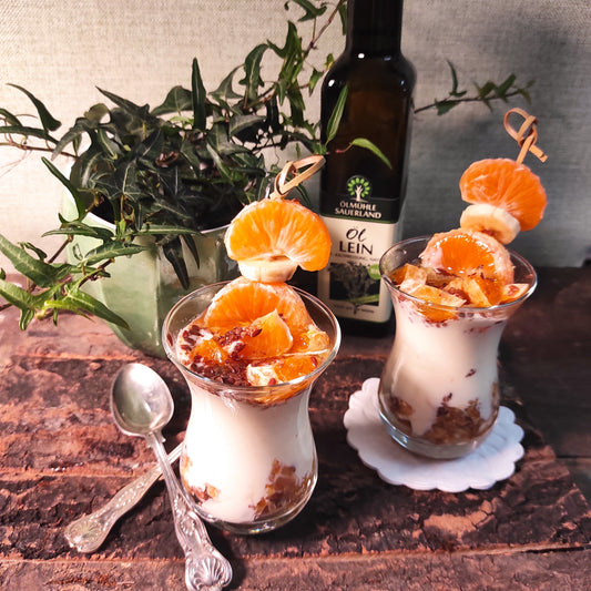 Mandarinen - Quarkspeise mit Leinsamen