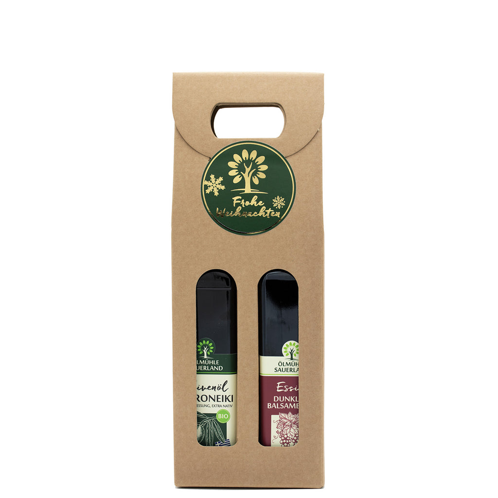 2er Set "Das geht immer" Olivenöl Koroneiki und wahlweise mit Balsamessig Dunkel/Hell/Himbeere 250 ml zu Weihnachten