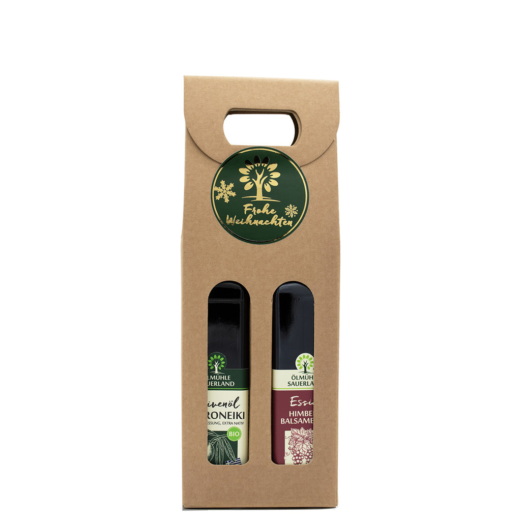 2er Set "Das geht immer" Olivenöl Koroneiki und wahlweise mit Balsamessig Dunkel/Hell/Himbeere 250 ml zu Weihnachten