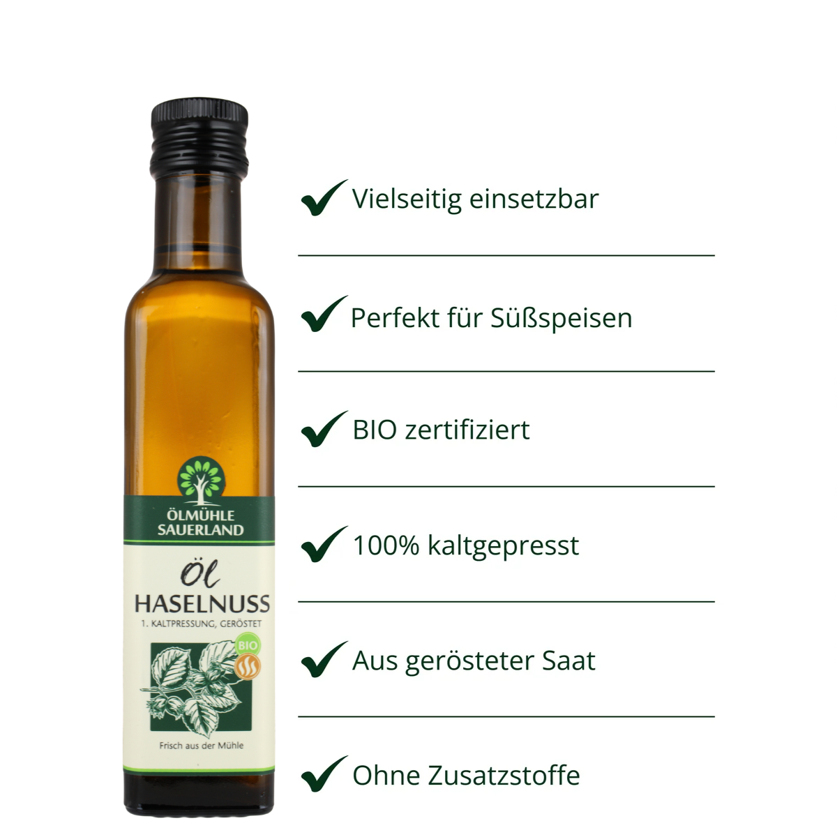 Haselnussöl BIO kaltgepresst aus gerösteten Nüssen