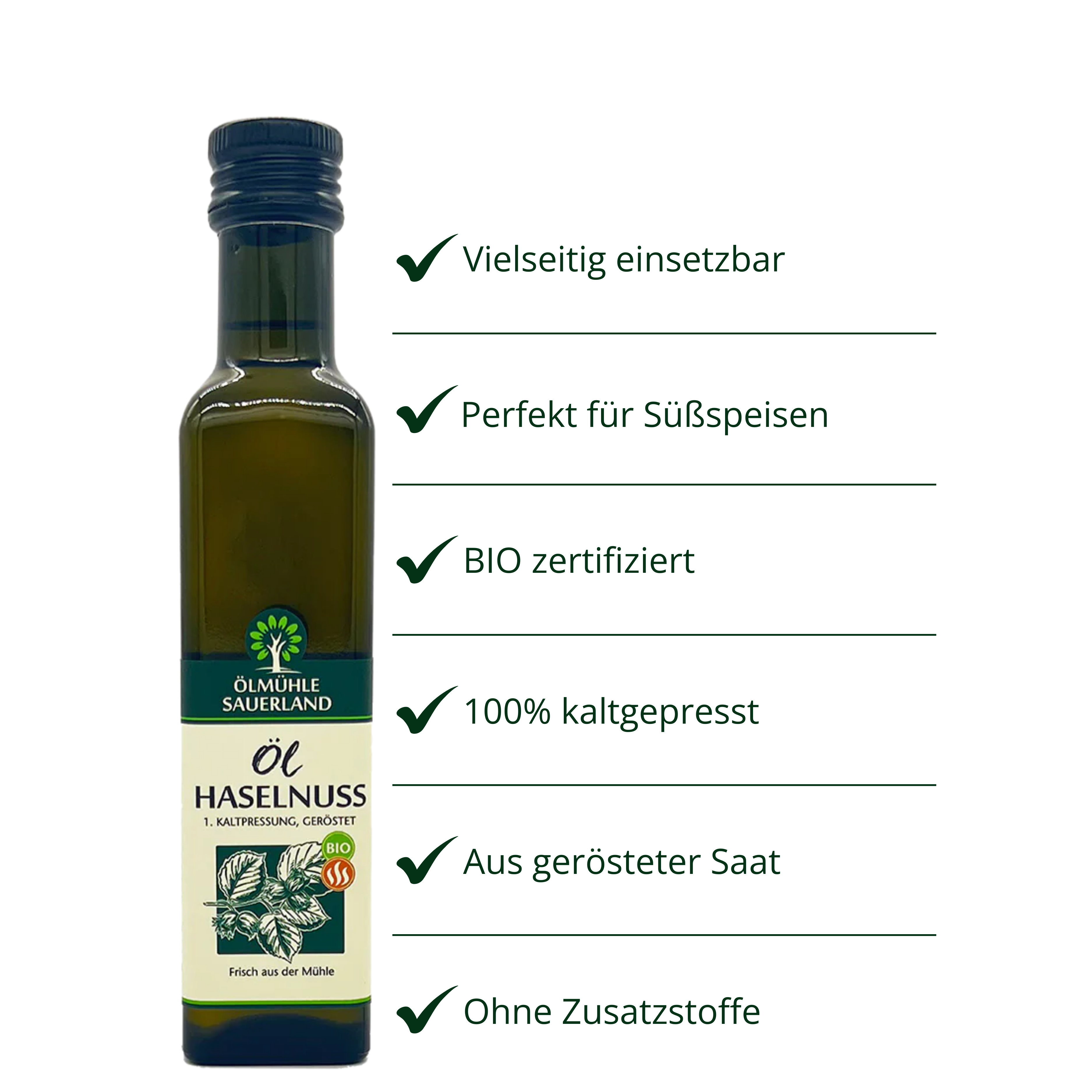 Haselnussöl BIO kaltgepresst aus gerösteten Nüssen