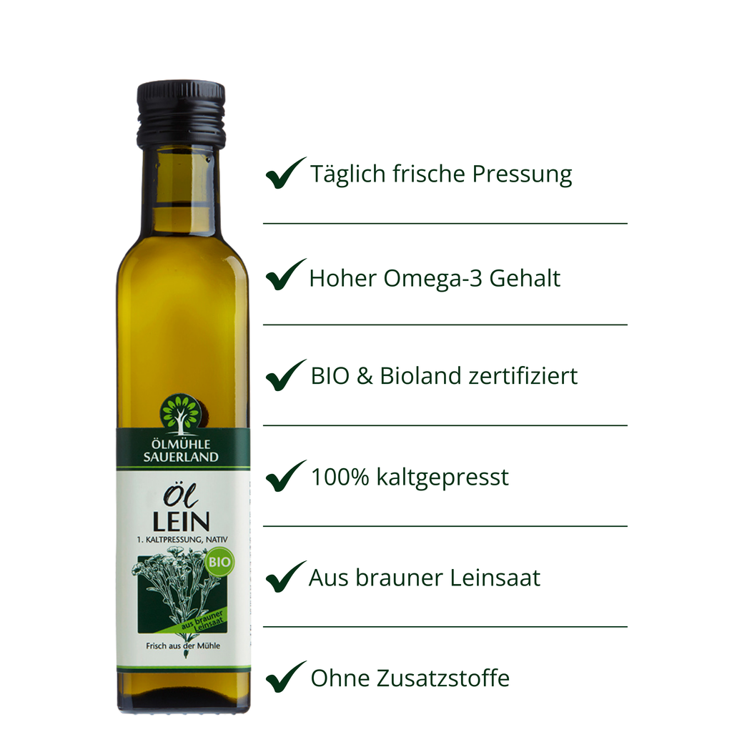 Leinöl BIOLAND braune Leinsaat nativ kaltgepresst
