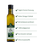 Leinöl BIOLAND braune Leinsaat nativ kaltgepresst