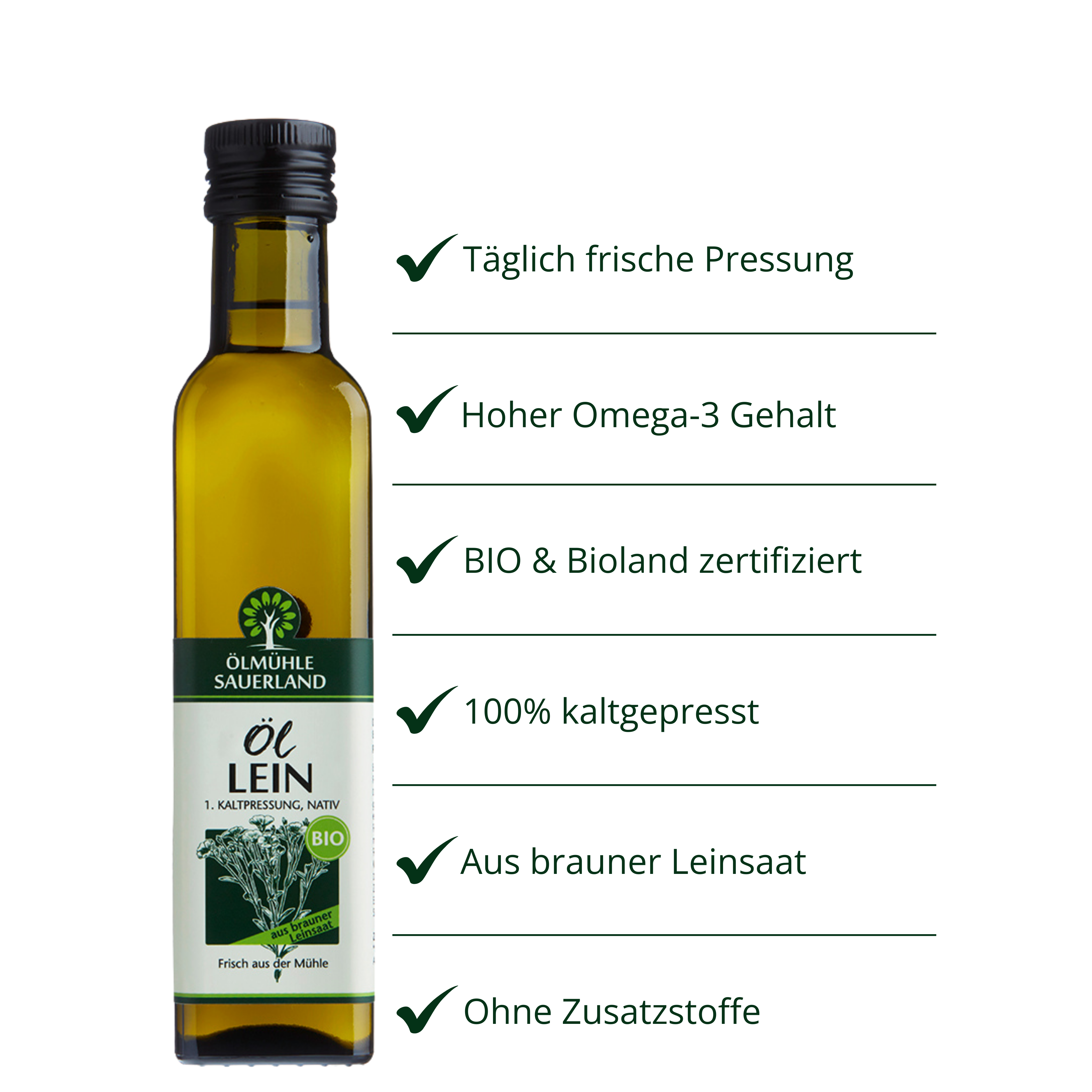 Leinöl BIOLAND braune Leinsaat nativ kaltgepresst