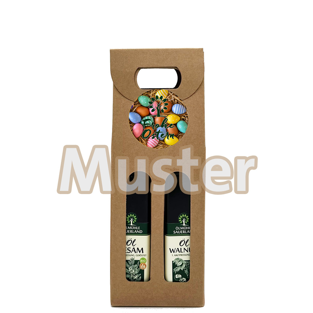 Geschenkkarton 2er 250 ml mit Griff - mit Sticker Ostern