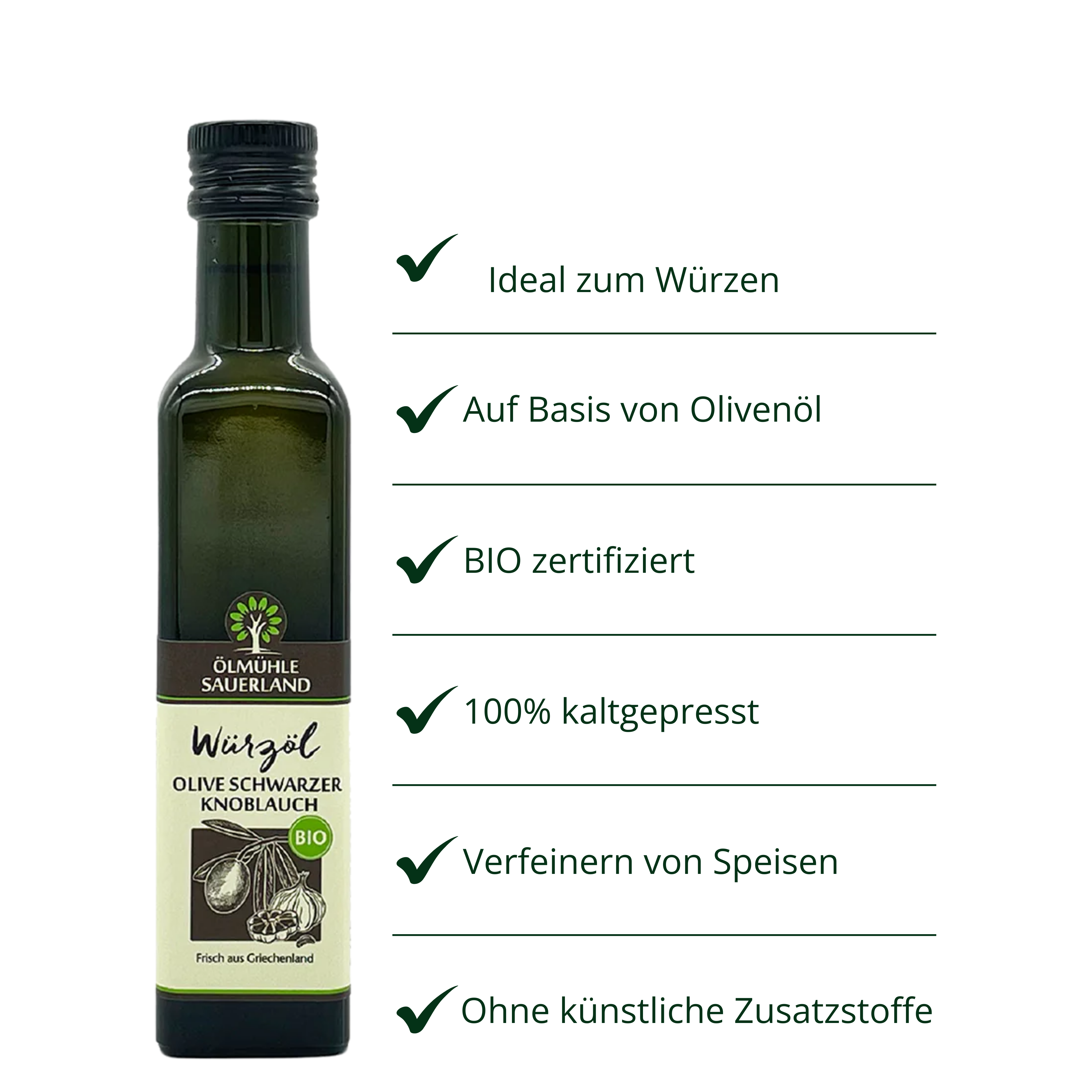 Olivenöl BIO kaltgepresst mit schwarzem Knoblauch