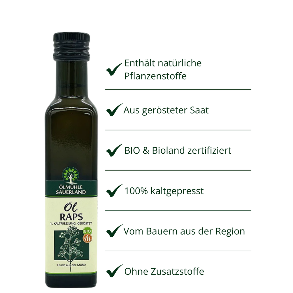 Rapsöl BIOLAND kaltgepresst aus gerösteter Saat