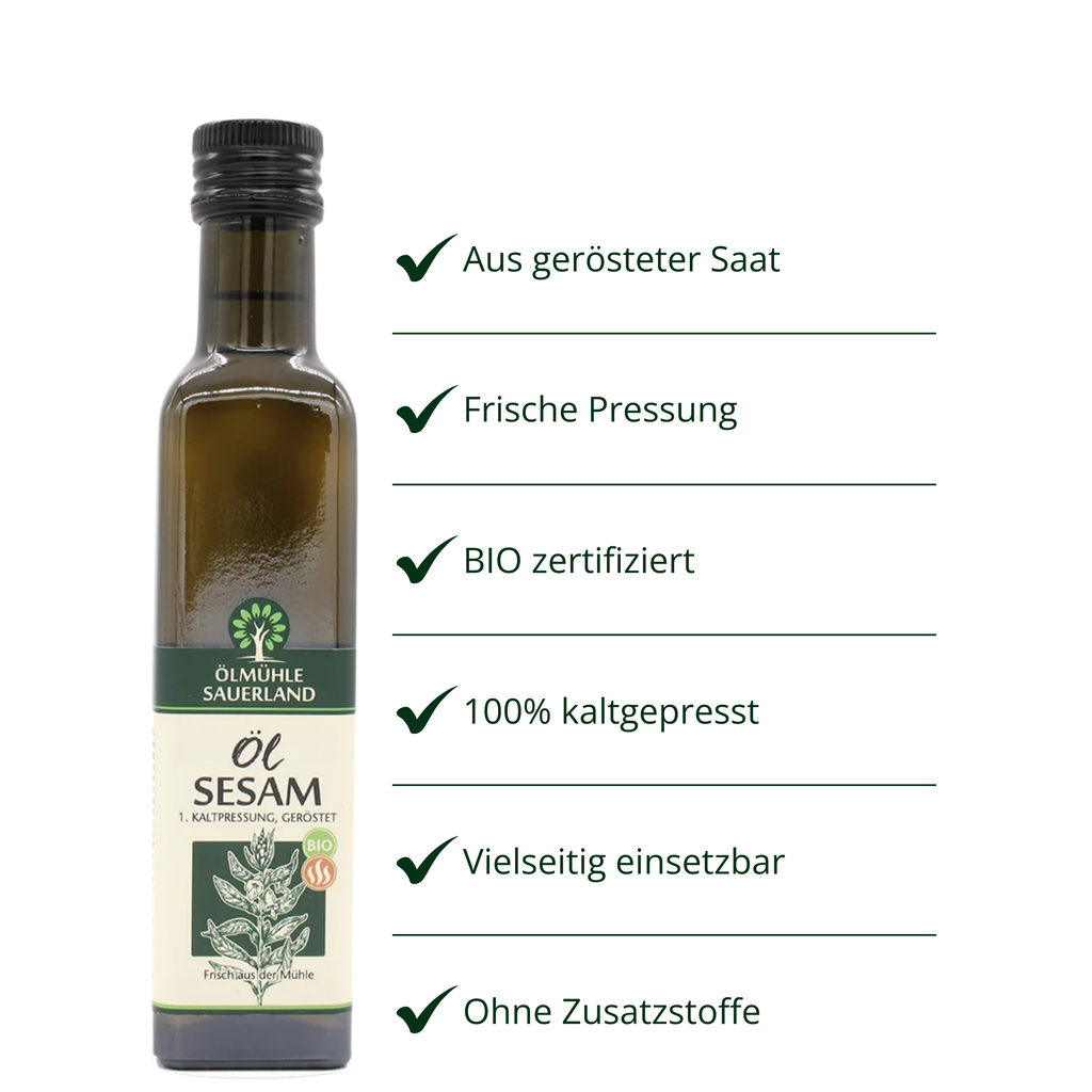 Sesamöl BIO kaltgepresst aus gerösteten Samen