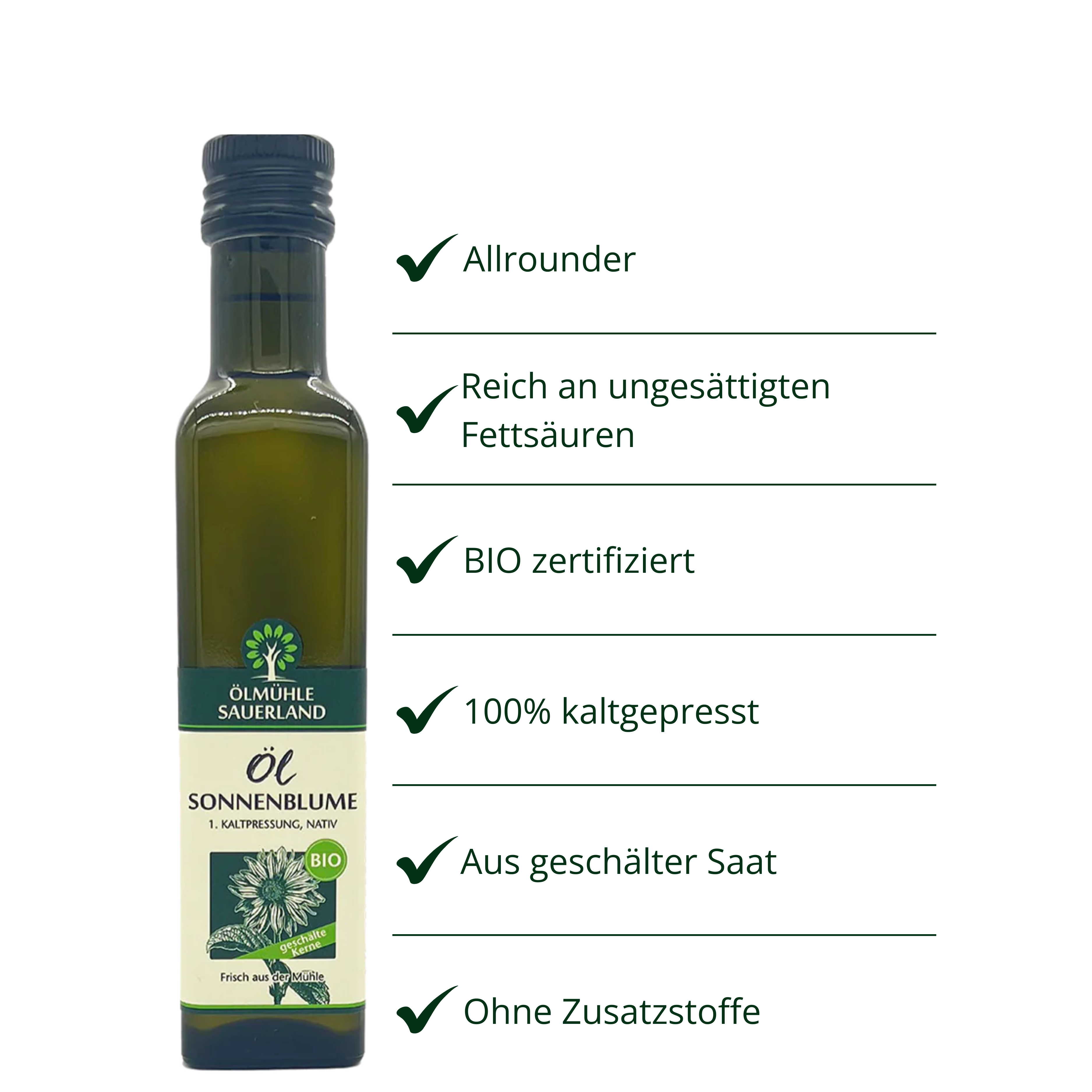 Sonnenblumenkernöl BIO kaltgepresst nativ aus geschälter Saat