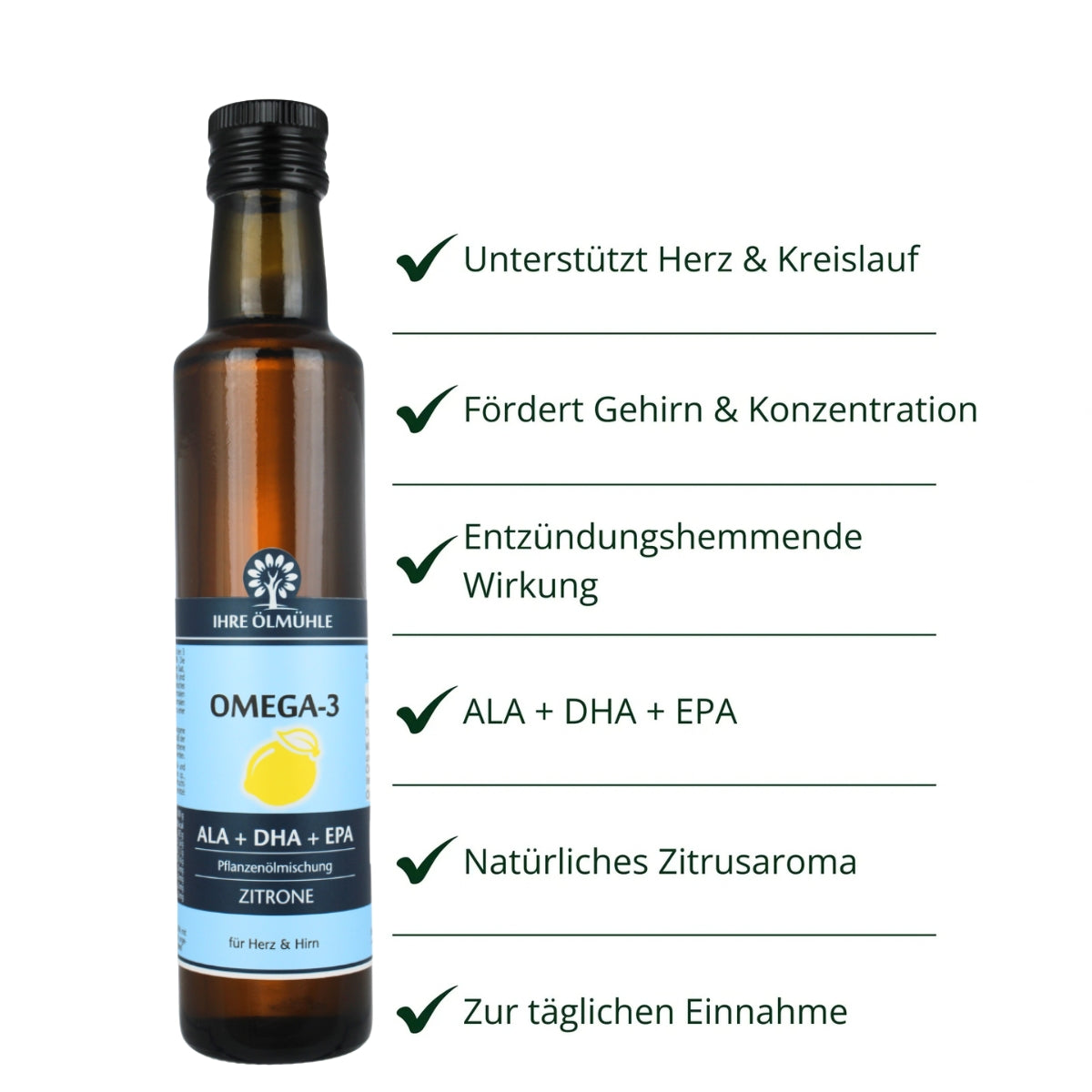 Omega-3 ALA + DHA + EPA Zitrone