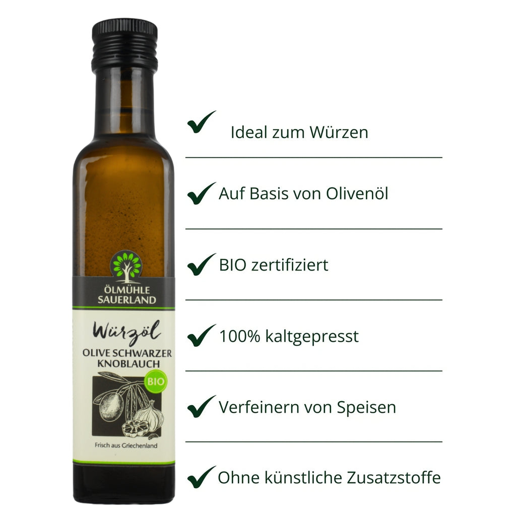 MHD 50% Olivenöl BIO kaltgepresst mit schwarzem Knoblauch